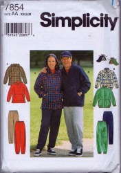 7854 MS MR RAGLAN JACKET,TOP, PANTS, HAT PATTERN XS-M,  L-XL